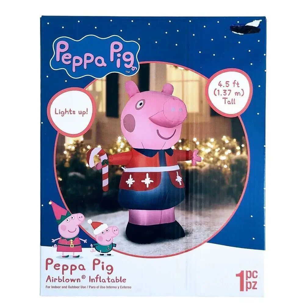 Peppa Pig Christmas Inflatable 4.5 Feet with‎ Candy Cane Gemmy NEW